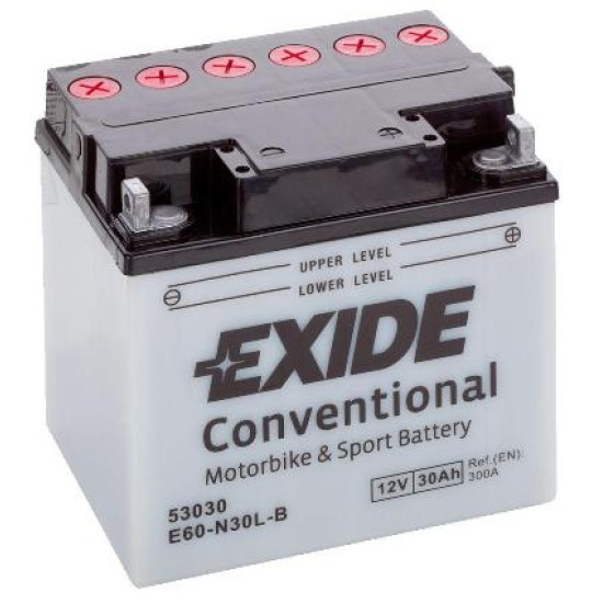 Μπαταρία Μοτοσυκλέτας Exide E60-N30L-B (53030) 12V 30Ah 300A 185X128X168  - Αγορά ΕΔΩ εώς 6 άτοκες δόσεις
