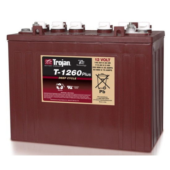 Μπαταρια Deep Cycle Trojan T1260 plus 12V 140AH 241X181X327  - αυθημερόν παράδοση - Αγορά ΕΔΩ εώς 6 άτοκες δόσεις